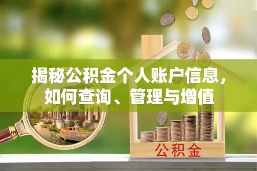 武山揭秘公积金个人账户信息，如何查询、管理与增值