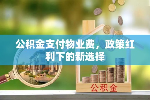 武山公积金支付物业费，政策红利下的新选择