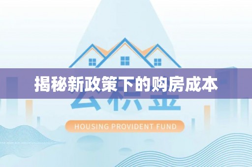武山揭秘新政策下的购房成本