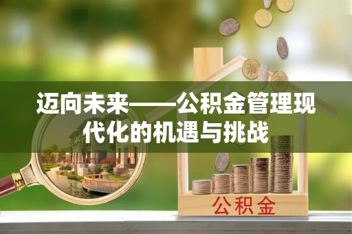 武山迈向未来——公积金管理现代化的机遇与挑战